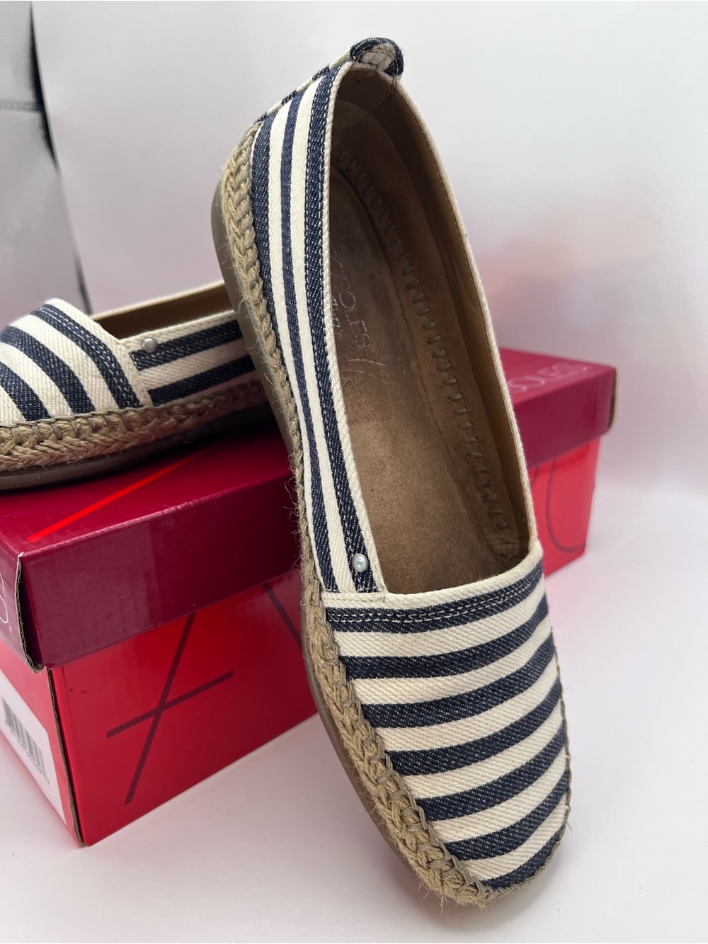 Striped Navy and White Espadrille Flats
